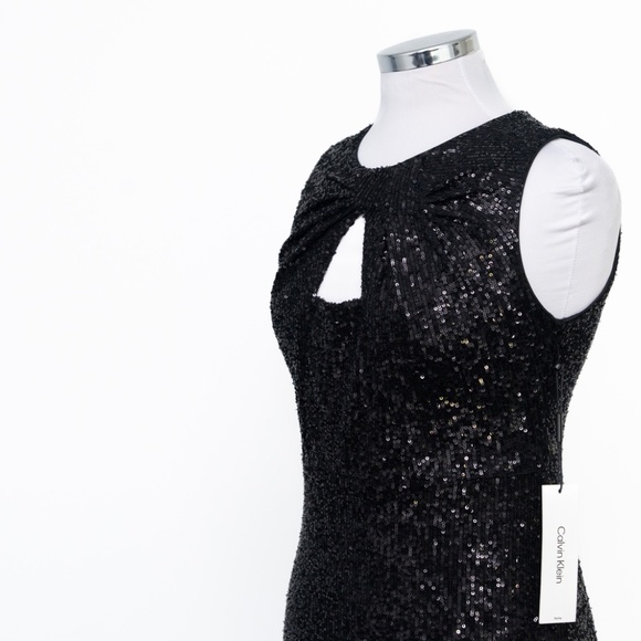 Calvin Klein - Petite Sequin Keyhole Sleeveless Sheath Dress - Picture 10 of 14